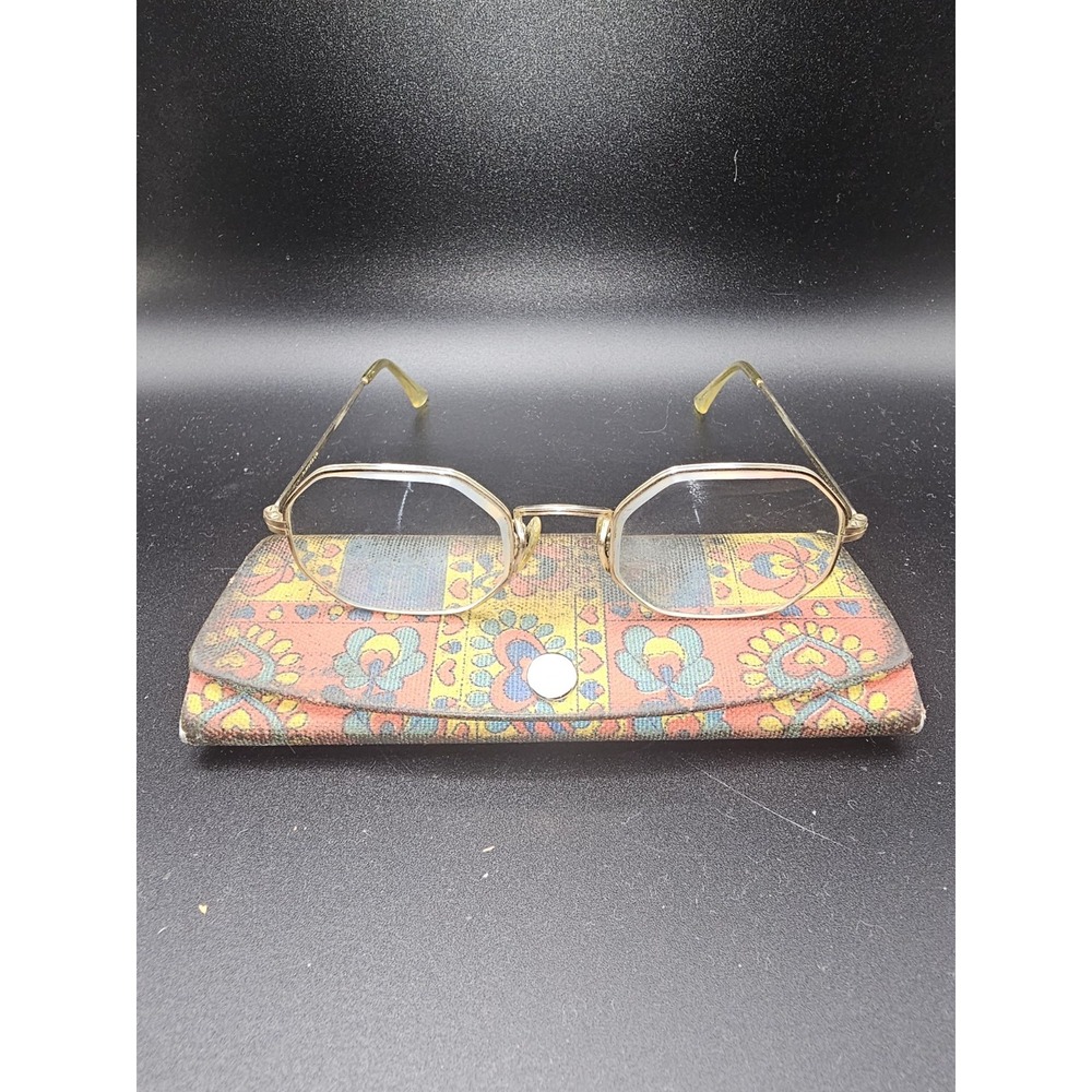 Vintage Art Craft 1/20 12K Genuine 4 1/4- 5 1/2Gold Octagon Glasses Made In USA.